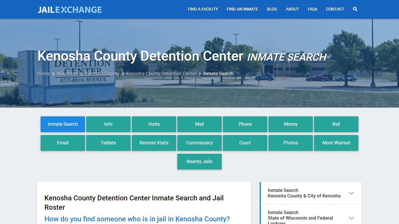 Kenosha County Detention Center Inmate Search - Jail Exchange